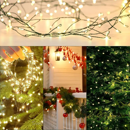 Battery Operated Christmas Lights, 10FT 100 Micro LEDs Fairy Lights with 8 Modes and Timer, Green Copper Wire for Indoor Outdoor Christmas Tree Wreath Garland Garden Party,Warm White
