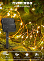 Minetom Solar Fairy String Lights, 4-Pack 132ft 400 LED Waterproof Outdoor Lights for Patio & Wedding, Warm White