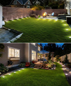 Solar Flat Disk Lights 12-Pack, Waterproof Landscape