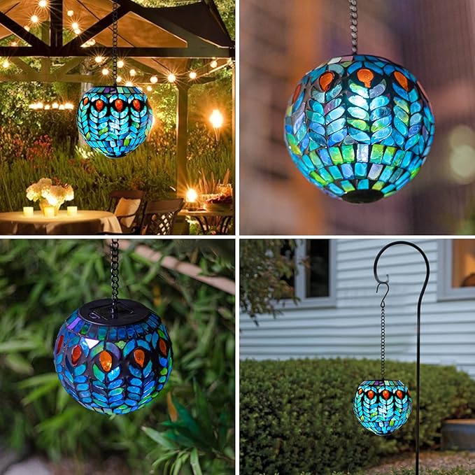 Mosaic Solar Garden Lanterns, Classic Waterproof LED