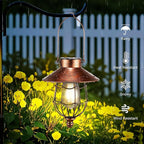 Metal Courtyard Solar Lanterns for Patio, Waterproof LED