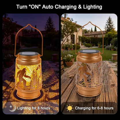 Bigfoot Solar Lanterns Gifts - Bigfoot Solar Lanterns Outdoor Waterproof, Big Foot Sasquatch Metal Hanging LED Solar Lights for Yard Patio Lawn Tabletop Garden Decor Christmas Father‘s Day
