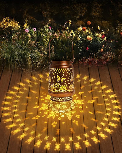 2 Pack Butterfly Solar Lanterns Outdoor Waterproof, Garden Decor Birthday Gifts for Women Mom Grandma Sister, Metal Hanging Solar Lights Outside Decorative for Backyard Patio Lawn Pathway Landscape