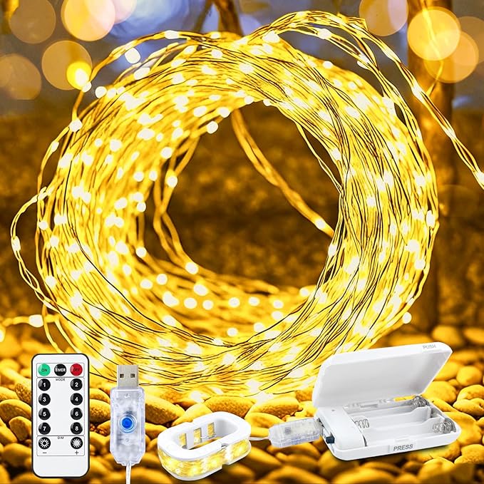 50 LED Christmas Twinkle Lights, 16ft Waterproof for Yard