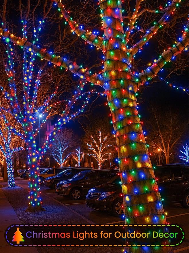 2 Pack Battery Operated Christmas Lights with Timer, 66FT 200 LED Waterproof Battery Twinkle Light, 8 Modes Green Wire Fairy Lights for Indoor & Outdoor Bedroom Tree Christmas Decorations (Multicolor)