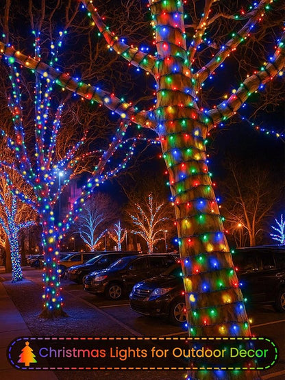 4 Pack Battery Operated Christmas Lights with Timer, 132FT 400 LED Waterproof Battery Twinkle Light, 8 Modes Green Wire Fairy Light for Indoor & Outdoor Bedroom Tree Christmas Decorations (Multicolor)