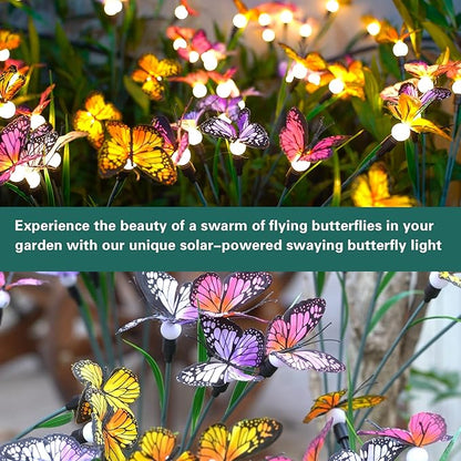TONULAX Solar Garden Lights - Swaying Butterfly Light, Swaying in The Wind, Solar Outdoor Lights, Yard Patio Pathway Decoration, High Flexibility Iron Wire & Realistic Butterflies(8 Pack)