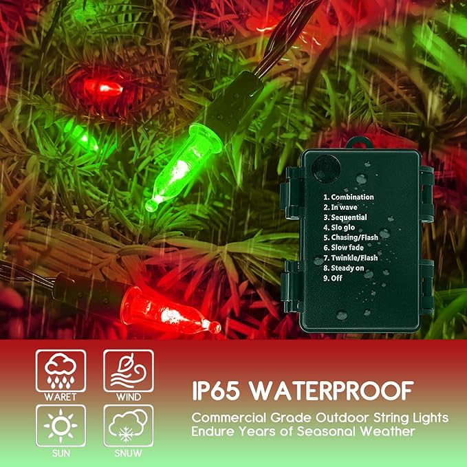 2-Pack Christmas String Lights, 17ft 50 LED Waterproof Twinkle Lights