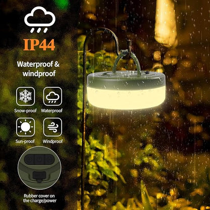 Camping String Lights, 4000mAh Rechargeable Tent Lights with 13 Lighting Modes, 32.8ft Retractable Waterproof Camp Light, Outdoor Portable Lights for Tent, Travel, Garden Decoration