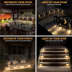 4-Pack Warm White Stair Solar Lights, Waterproof LED