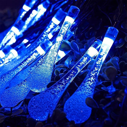 Solar String Light Outdoor Waterproof Solar Drop Lights,Water Drop Fairy Lights 13ft 20LEDs Solar Light with 8 Modes Solar Party Lights for Garden,Christmas Decorations (20ft 30LED Blue)