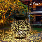 2-Pack Garden Solar Patio Lanterns, Rustic Waterproof LED