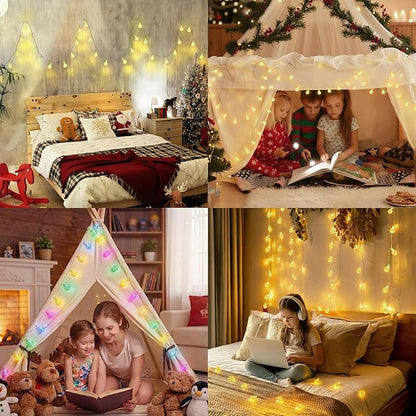 OMIKA 33FT Battery Operated String Lights, 24 Colors +Warm White 60 LEDs Battery Operated Christmas Lights, Indoor Outdoor USB Powered Fairy String Lights for Xmas Bedroom Garden Patio Balcony Decor