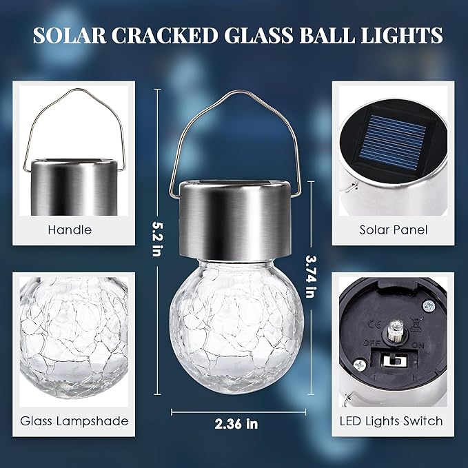 12-Pack Rustic Flower Solar Lanterns for Outdoor, Waterproof LED