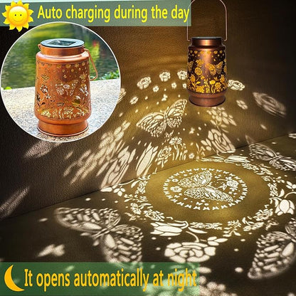 Solar Lanterns Outdoor Waterproof Garden Decor Christmas Gifts for Women Mom Birthday Gifts Ideas Metal Bird Decorative LED for Patio Pathway Landscape Walkway Terrace Balcony Lawn Yard (Butterfly)
