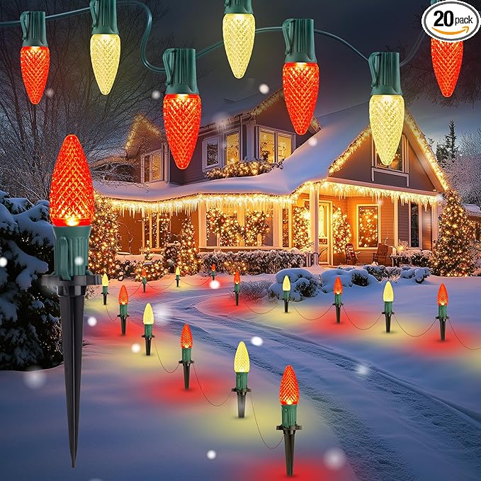 Christmas Porch String Lights, 7ft 20 LED Waterproof