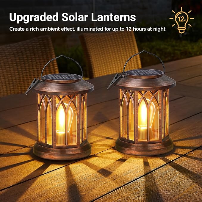 4-Pack Classic Backyard Solar Lanterns for Yard, Waterproof LED