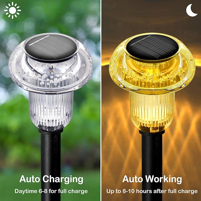Solar Pathway Lights Outdoor 16 Pack Solar Mushroom Lights Outdoor Outside LED Lighting Stake Waterproof for Path, Lawn, Garden,Driveway, Landscape,Backyard,Courtyard(Warm White)
