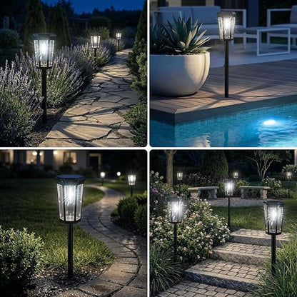 echosari Solar Pathway Lights Outdoor, 8 Pack Solar Powered Garden Lights Waterproof IP65, Auto On/Off, Solar Driveway Landscape Lights for Yard Path Landscape Walkway Lawn（Cool White）