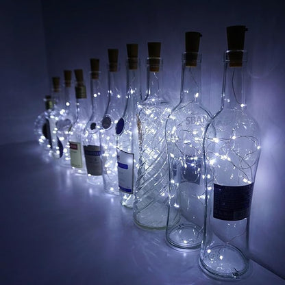 Decorman 10 Pack Solar Powered Wine Bottle Lights, 10 LED Waterproof Copper Cork Shaped Lights for Wedding/Christmas/Outdoor/Holiday/Garden/Patio/Yard/Pathway Decor (Cool White)