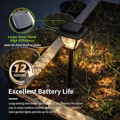 Solar Pathway Lights, Super Bright Solar Lights Outdoor Waterproof, 4 Pack Glass Solar Garden LED Lights, Landscape Lighting Decorative for Path, Yard, Patio, Walkway, Driveway,Slate Black