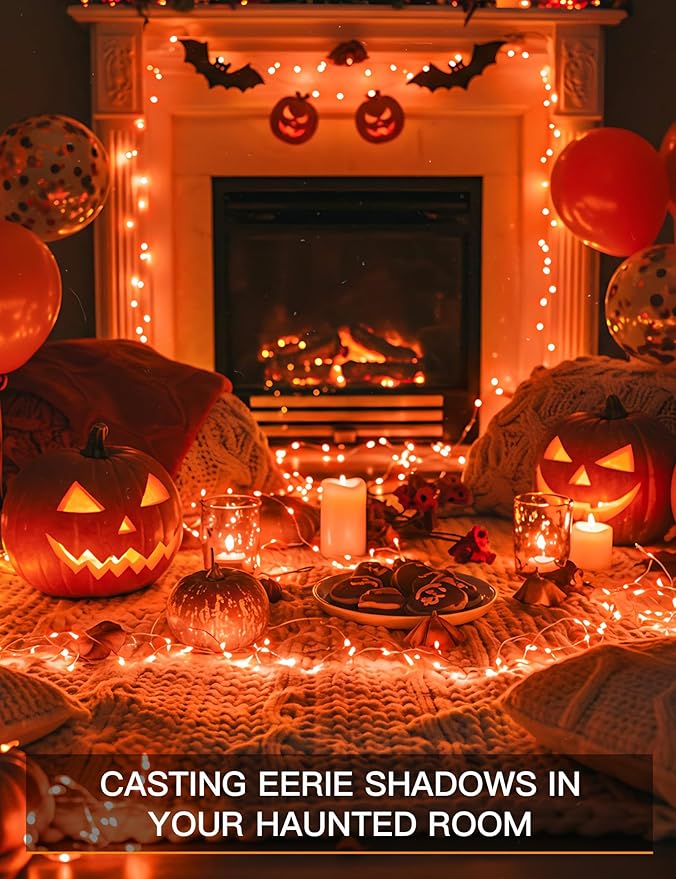100 LED Halloween Twinkle Lights, 33ft Waterproof for Porch