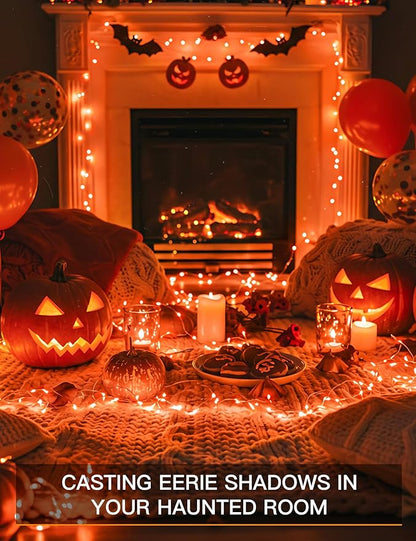 100 LED Halloween Twinkle Lights, 33ft Waterproof for Porch