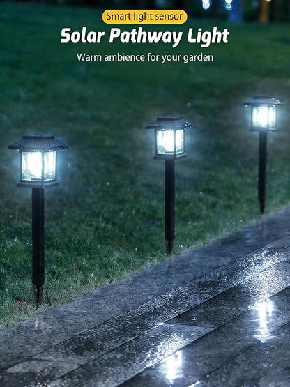 16-Pack Solar Lights Outdoor (Extra-Bright & Smart Auto On/Off), Solar Powered Garden Lights, Waterproof Solar Pathway Lights for Landscape, Path, Yard, Patio, Driveway, Walkway Decor (Cool White)