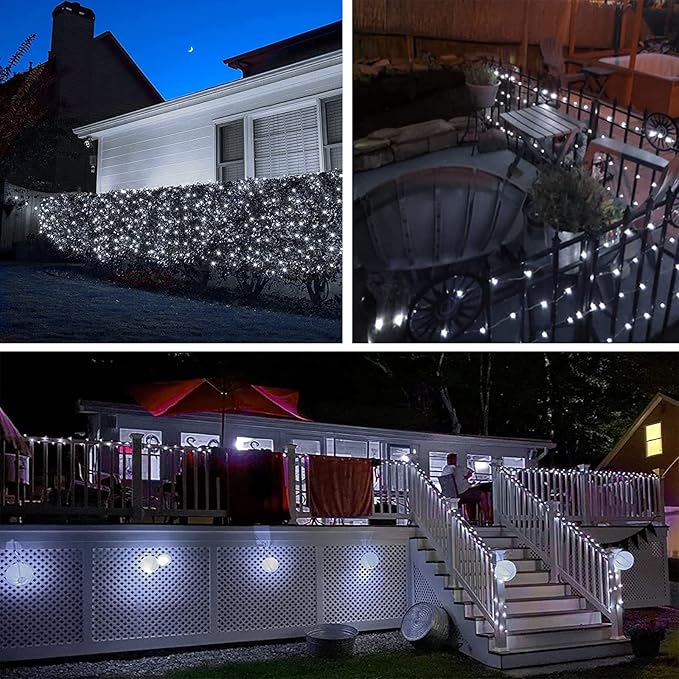 Solar String Lights Outdoor, 4 Pack Each 100 LED Solar Twinkle Lights for Outside, Waterproof Copper Wire with 8 Modes Solar Fairy Lights for Garden Yard Tree Wedding Christmas Decor(Cool White)