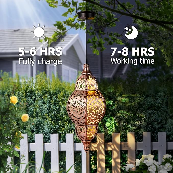 Moroccan Solar Lanterns, Waterproof LED Outdoor Lights