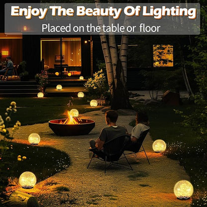 Coroor Garden Solar Ball Lights Outdoor Waterproof, 30 LED Cracked Glass Globe Solar Power Ground Lights for Path Yard Patio Lawn, Christmas Decoration Landscape Warm White(2 Pack 3.9'')