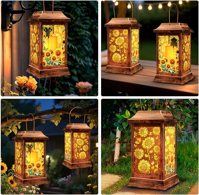 Sunflower Solar Hanging Lanterns, Classic Porch Decor