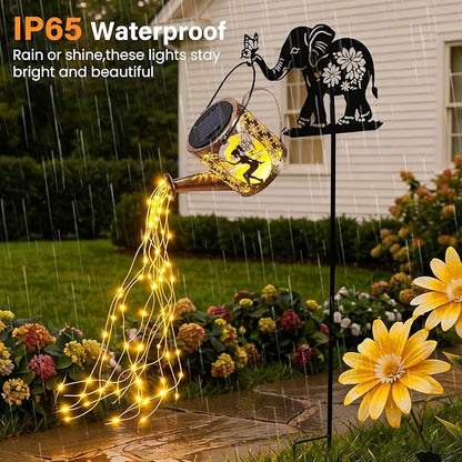 LOVERUIS Solar Garden Decor,Outdoor Elephant Statues with Solar Watering Can Lights-Yard Decorations for Patio, Backyard, Lawn Ornaments-Unique Birthday House Warming Gifts for Women, Mom, Grandma