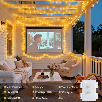 JMEXSUSS 4 Pack 50 LED Battery Operated String Lights Warm White, Each 16.5ft Battery Outdoor Lights with Timer Waterproof, 8 Modes Christmas String Light Indoor for Bedroom Classroom Xmas Decor