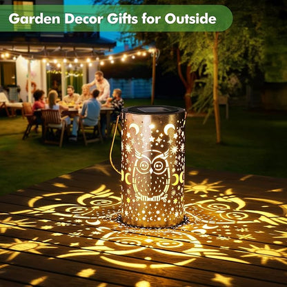 Fabuday Owl Outdoor Solar Lantern Waterproof - Hanging Solar Power Lights Led for Outside, Garden Decor for Patio, Porch, Balcony, Yard and Deck, Gardening Decorations Gifts for Women Mom Sister