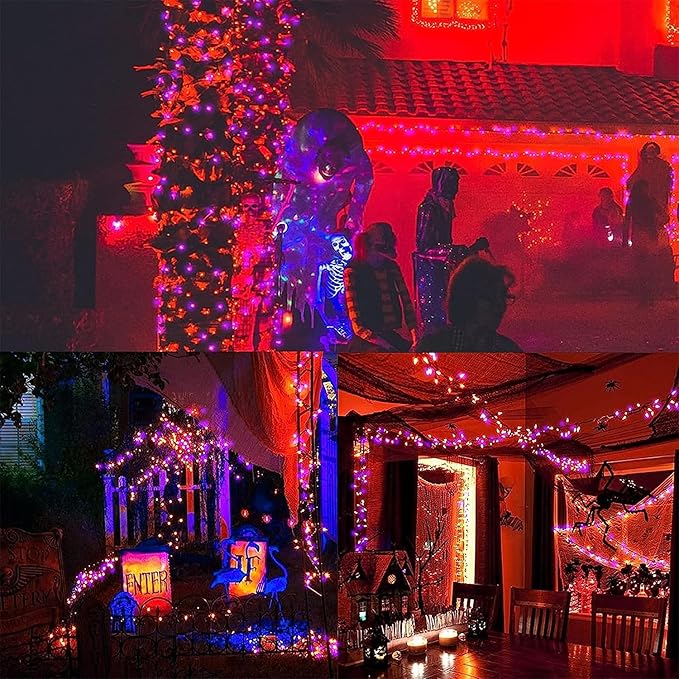2-Pack 16ft Halloween LED String Lights, Waterproof Timer Lights