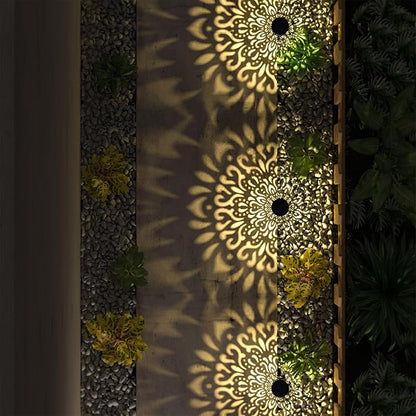 6 Pack Solar Lights Outdoor Garden Decorative Mandala Solar Pathway Lights Waterproof Plastic Outside Solar Path Landscape Lights Gardening Gifts for Women Mom Backyard Walkway Yard Decor