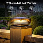 2-Pack 3-Mode Patio Post Cap Lights, Solar LED