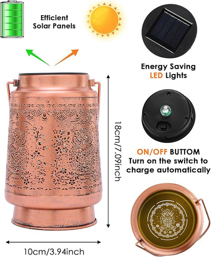 Owl Gifts Solar Lantern - Metal Hanging Lights Outdoor Owls Decor for Yard Garden Patio Lawn Balcony Walkway Hollowed Table Lighting Lamp Decorations Birthday Gift for Women Mom Grandma