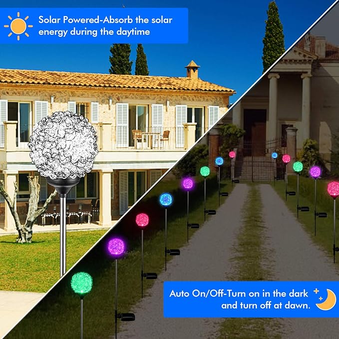 Solar Yard Path Lights 2-Pack, Waterproof