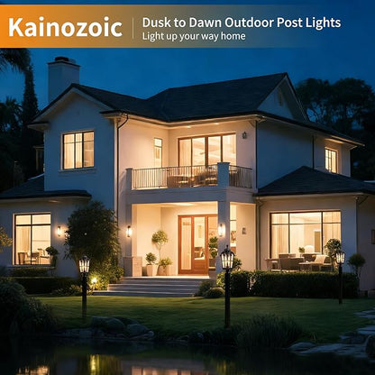 Dawn to Dusk Sensor Outdoor Post Lights Waterproof Post Light Fixture Outdoor Anti-Rust Waterproof Exterior Lamp Post Lighting for Front Door Yard Pathway Driveway Fence - 2 Pack