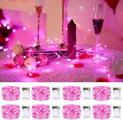 8-Pack Christmas String Lights, 16ft 50 LED Waterproof Twinkle Lights