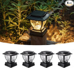 Warm White Solar Fence Post Caps 4-Pack, Fence LED
