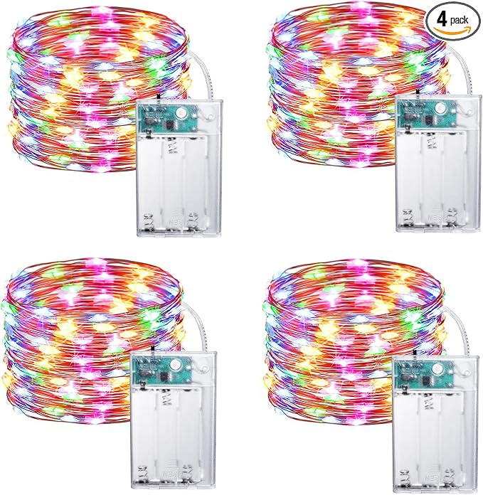 Christmas Yard String Lights 4-Pack, 16ft 50 LED Waterproof