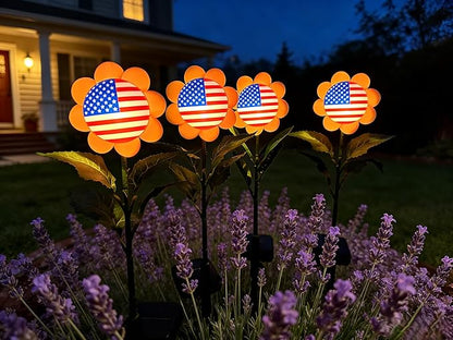 Customizable 4 Pack Bobble Face Wind Spinners Sunflower Fairy Light Pinwheels Solar Light Outdoor - Garden Decor, Waterproof Auto-On/Off Pathway, Lawn, Yard Stake Light Windmill
