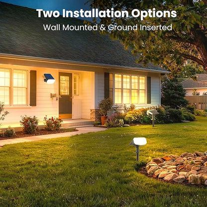 Solar Lights Outdoor Waterproof IP65, Super Bright LED, 3000K 2 Lighting Modes, Solar Powered Yard Garden Solar Spot Lights for Outside Landscape Auto On/Off -4 Pack