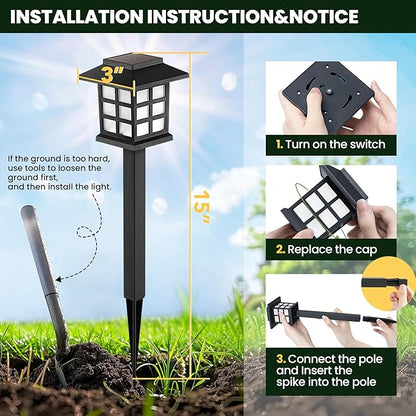 GIGALUMI Solar Outdoor Lights，16 Pack LED Solar Lights Outdoor Waterproof, Solar Walkway Lights Maintain 10 Hours of Lighting for Your Garden, Landscape, Path, Yard, Patio, Driveway