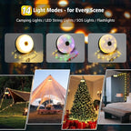Camping Tent String Lights, 33ft Rechargeable LED