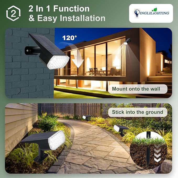 Solar Spotlights, 65 LED Landscape Lights