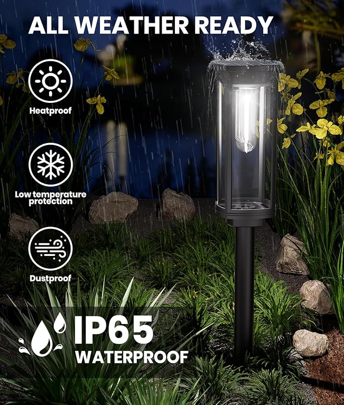 Solar Yard Path Lights 8-Pack, IP65 Waterproof